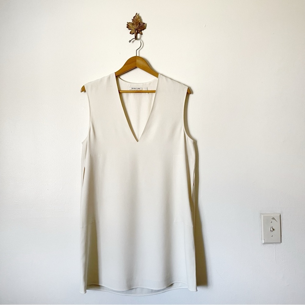 Helmut Lang Cream Vneck mini dress size Large